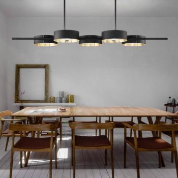 LED függőlámpa Sound, ötlámpás, fekete, Up-&Downlight  kép