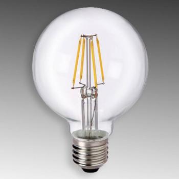 LED gömb lámpa E27 6W 827 G80 izzószál átlátszó kép