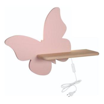  LED gyerekszobai fali lámpa polccal BUTTERFLY LED/5W/230V rózsaszín/fa  kép