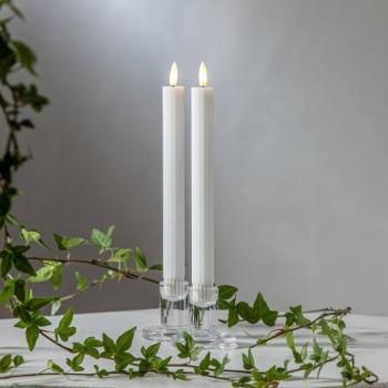 LED gyertya Flamme Stripe, fehér, 25 cm, viasz elemes, 2 db-os készlet kép