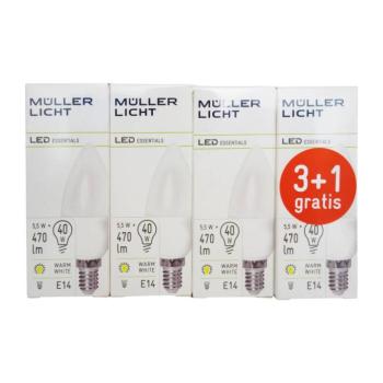 LED gyertya lámpa E14 5,5W 2700K 3+1db 470lm matt kép