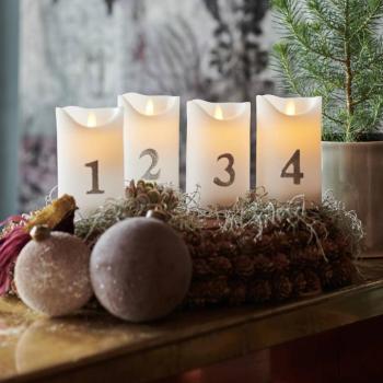 LED gyertya Sara Advent 4db magasság 12.5cm fehér/ezüst kép