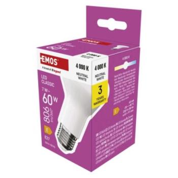 LED izzó Classic R63 / E27 / 7 W  (60 W) / 806 lm / Természetes fehér kép