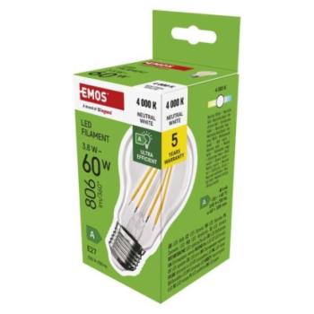 LED izzó Filament A60 A CLASS / E27 / 3,8 W (60 W) / 806 lm / természetes fehér kép