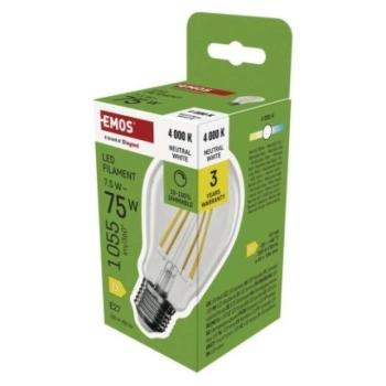 LED izzó Filament A60 / E27 / 7,5 W (75 W) / 1 055 lm / Természetes fehér / dimmelhető kép