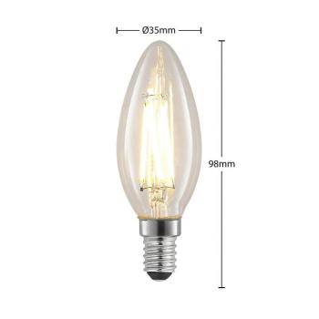 LED izzó filament E14 4W 827 gyertya dimm 2-es klt kép