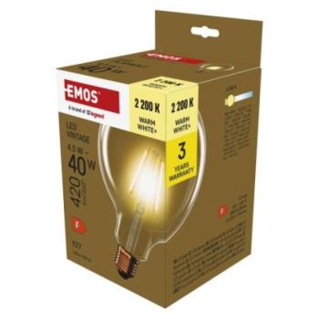 LED izzó Vintage G125 / E27 / 4,5 W (40 W) / 420 lm / Meleg fehér kép