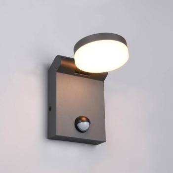 LED kültéri fali lámpa Adour, antracit, érzékelő, dönthető, CCT kép