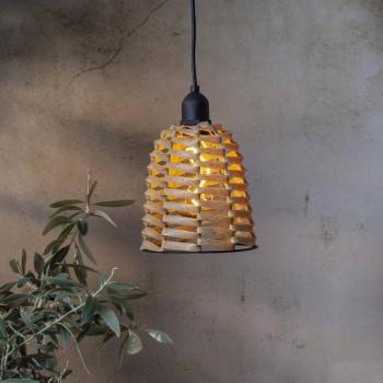 LED kültéri függőlámpa Zsinór barna műanyag Ø 15cm elem kép