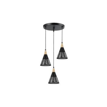 LED lámpa , 3-as függeszték , mennyezeti ,  fekete , arany , 3xE27 , Hira kép