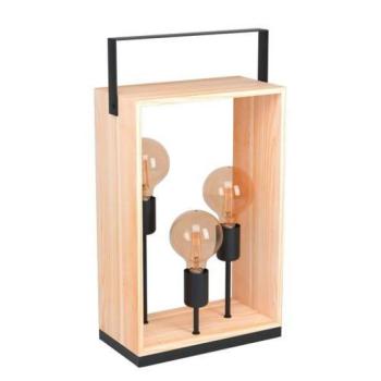 LED lámpa , asztali , 3 x E27 , acél , fa , fekete , EGLO , FAMBOROUGH , 43416 kép