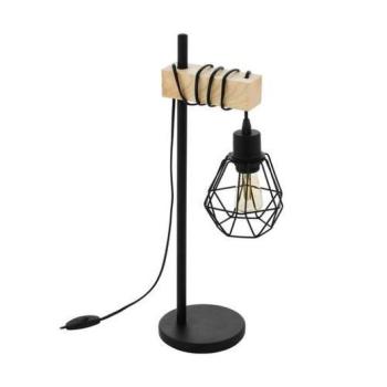 LED lámpa , asztali , E27 , acél , fa , fekete , EGLO , TOWNSHEND 5 , 43136 kép