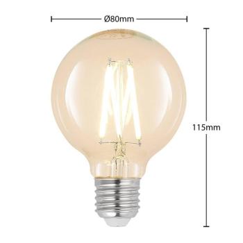 LED lámpa E27 8W G80 2 700K izzószál dimm. átl. kép