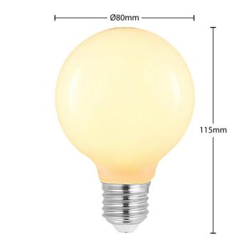 LED lámpa E27 8W G80 2,700K, opálos, dimmelhető, 8W G80 kép