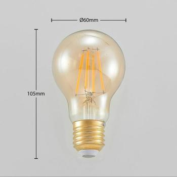 LED lámpa E27 A60 6,5W 2500K borostyán 3 f. dimm kép