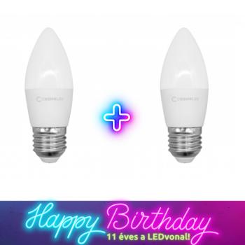 LED lámpa , égő , gyertya ,  E27 foglalat , 6W , természetes fehér , COSMOLED , 1+1 kép