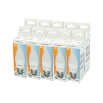 LED lámpa , égő , gyertya ,  E27 foglalat , 6W , természetes fehér , COSMOLED , 10 darabos csomagban kép