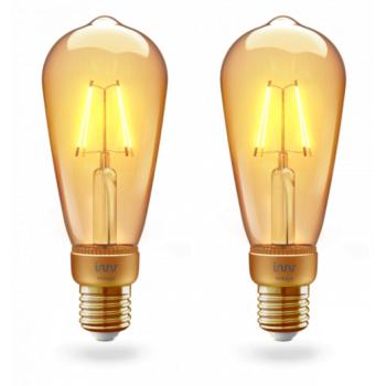 LED lámpa , égő , INNR , izzószál hatás , filament , 2 x E27 , 2 x 4.2W , Edison , borostyán sárga , meleg fehér , dimmelhető , Philips Hue kompatibilis kép