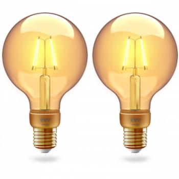 LED lámpa , égő , INNR , izzószál hatás , filament , 2 x E27 , G105 , 2 x 4.2W , borostyán sárga , meleg fehér , dimmelhető , Philips Hue kompatibilis kép
