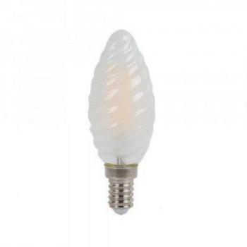 LED lámpa , égő , izzószálas hatás , filament , csavart , gyertya , E14 foglalat , 4 Watt , természetes fehér , opál kép