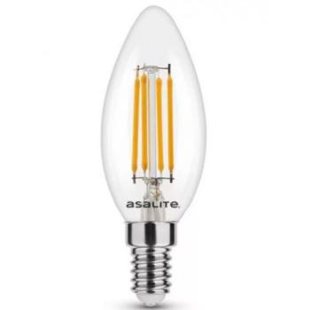 LED lámpa , égő , izzószálas hatás , filament  , E14 foglalat , C35  , 4 Watt , természetes fehér , 4000K , Asalite kép