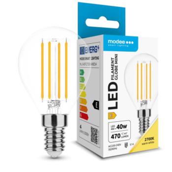 LED lámpa , égő , izzószálas hatás , filament  , E14 foglalat , G45 , 4 Watt  , meleg fehér ,  Modee kép