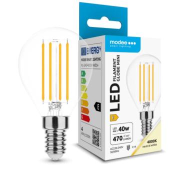 LED lámpa , égő , izzószálas hatás , filament  , E14 foglalat , G45 , 4 Watt  , természetes fehér ,  Modee kép