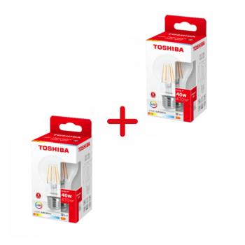 LED lámpa , égő , izzószálás hatás , filament , E27 foglalat , 4.5 Watt , 2700K , meleg fehér , TOSHIBA , 5 év garancia, 1+1 kép