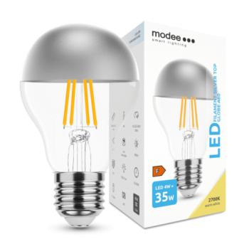LED lámpa , égő , izzószálas hatás , filament , E27 foglalat , A60  , 4 Watt , meleg fehér , Silver Top , Modee kép