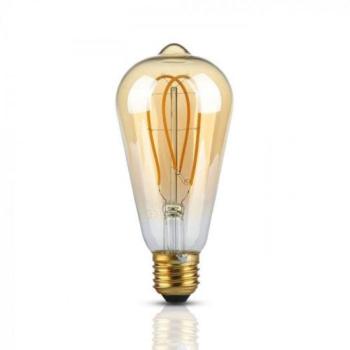 LED lámpa , égő , izzószálas hatás , filament , E27 foglalat , Edison , 5 Watt , meleg fehér , borostyán sárga kép
