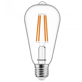 LED lámpa , égő , izzószálás hatás , filament , E27 foglalat , ST64 , 7 Watt , meleg fehér , TOSHIBA , 5 év garancia kép