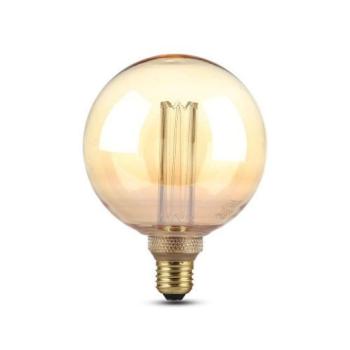 LED lámpa , égő , izzószálas hatás , filament , gömb , E27 foglalat , G125 , 4 Watt , meleg fehér , borostyán sárga kép