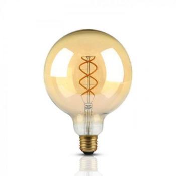 LED lámpa , égő , izzószálas hatás , filament , gömb , E27 foglalat , G125 , 5 Watt , meleg fehér , borostyán sárga kép