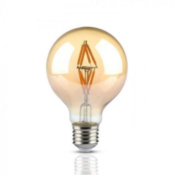 LED lámpa , égő , izzószálas hatás , filament , gömb , E27 foglalat , G80 , 4 Watt , meleg fehér , borostyán sárga kép