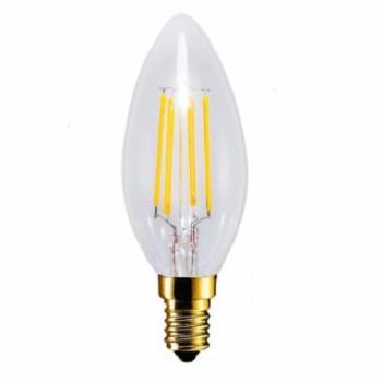 LED lámpa , égő , izzószálas hatás , filament , gyertya , E14 foglalat , 6 Watt , 300° , meleg fehér kép
