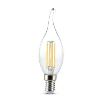 LED lámpa , égő , izzószálas hatás , filament ,  gyertya , láng , E14 foglalat , 4 Watt , meleg fehér , borostyán sárga kép