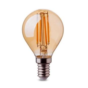 LED lámpa , égő , izzószálas hatás , filament , kisgömb , E14 foglalat , 4 Watt , meleg fehér , borostyán sárga kép