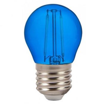 LED lámpa , égő , izzószálas hatás , filament , kisgömb , E27 foglalat , G45 , 2 Watt , kék kép