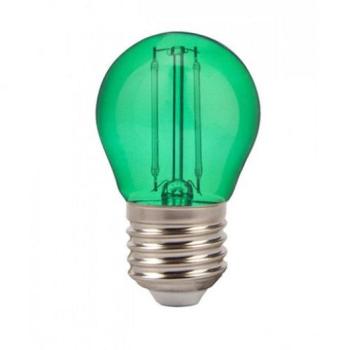 LED lámpa , égő , izzószálas hatás , filament , kisgömb , E27 foglalat , G45 , 2 Watt , zöld kép