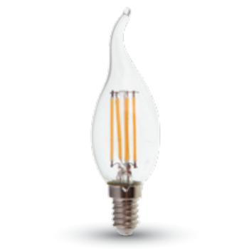 LED lámpa , égő , izzószálas hatás , filament , láng , gyertya , E14 foglalat , 4 Watt , 300° , meleg fehér kép