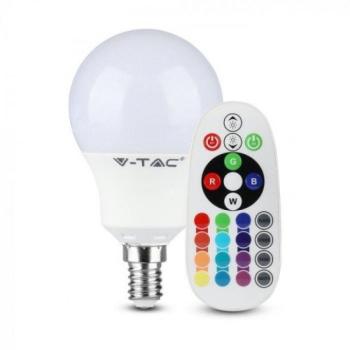 LED lámpa , égő , kis gömb , E14 , 3.5W , dimmelhető , RGBW , W=természetes fehér , távirányítóval kép