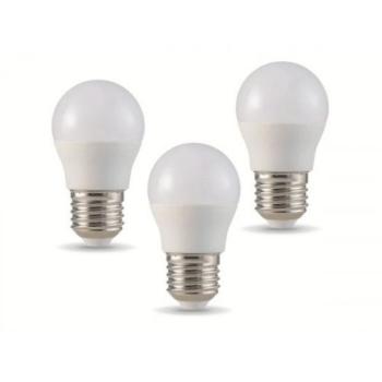 LED lámpa , égő , kis gömb , E27 foglalat , 4.5 Watt , meleg fehér , 3 darabos csomag kép