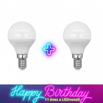 LED lámpa , égő , kisgömb ,  E14 foglalat , 3W , hideg fehér , COSMOLED , 1+1 kép
