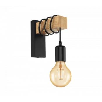 LED lámpa , fali , E27 , acél , fa , fekete , EGLO , TOWNSHEND , 32917 kép