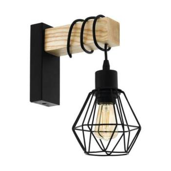 LED lámpa , fali , E27 , acél , fa , fekete , EGLO , TOWNSHEND 5 , 43135 kép