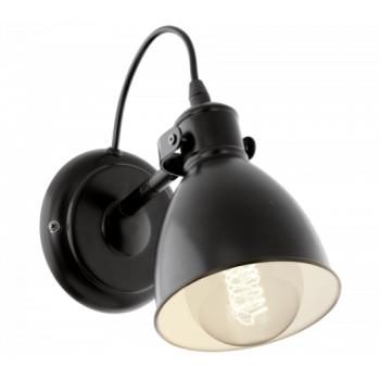 LED lámpa , fali , E27 , acél , fekete , fehér , EGLO , PRIDDY , 49468 kép