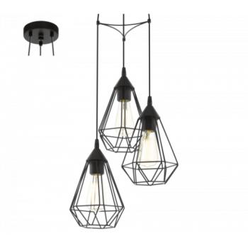 LED lámpa függeszték , mennyezeti , 3 x E27 , acél , fekete , EGLO , TARBES , 94191 kép