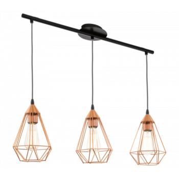 LED lámpa függeszték , mennyezeti , 3 x E27 , acél , réz , EGLO , TARBES , 94195 kép