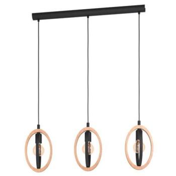 LED lámpa függeszték , mennyezeti , 3 x E27 , fa , fekete , EGLO , BASILDON , 43462 kép