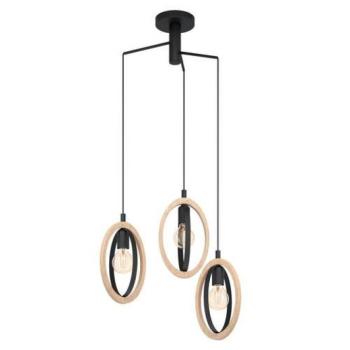LED lámpa függeszték , mennyezeti , 3 x E27 , fa , fekete , EGLO , BASILDON , 43463 kép
